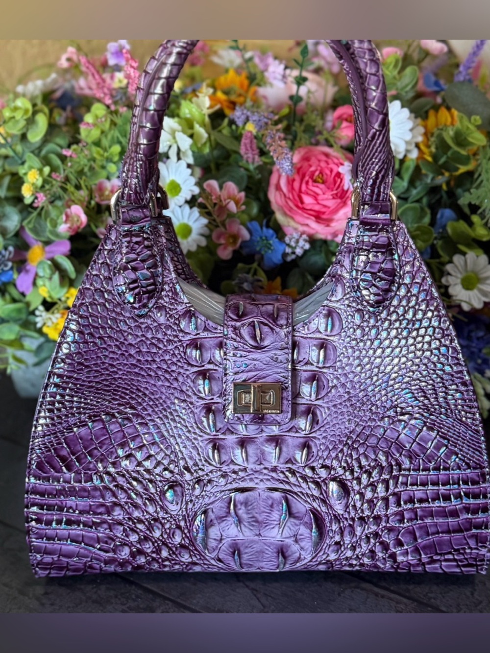 Brahmin Adrian Passion Purple Melburne Leather Satchel NWT PRETTY EYE  FIRM